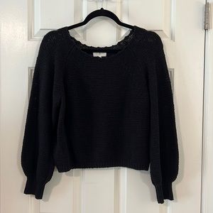Scallop Neck Black Sweater Pullover - S - Lou&Grey